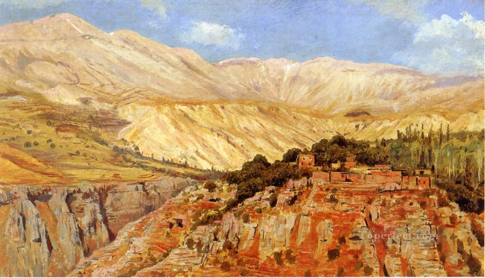 Aldea en las montañas del Atlas Marruecos Arabian Edwin Lord Weeks Pintura al óleo